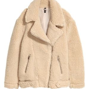 H&M Pile Biker Jacket Faux Shearling Coat